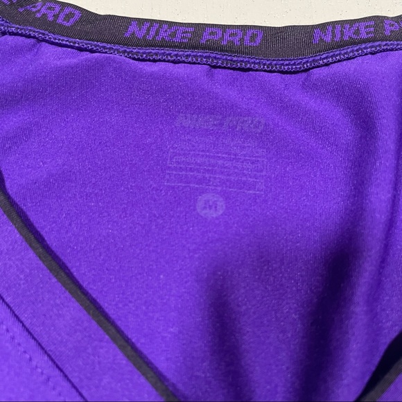 Nike Pro Purple V Neck Short Sleeve Tee T-Shirt Gym Athletic - Picture 5 of 7
